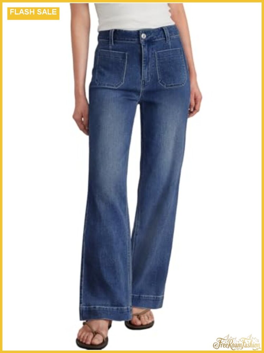 High Waisted Wide Leg Stretch Jeans Baggy Cotton Denim Pants